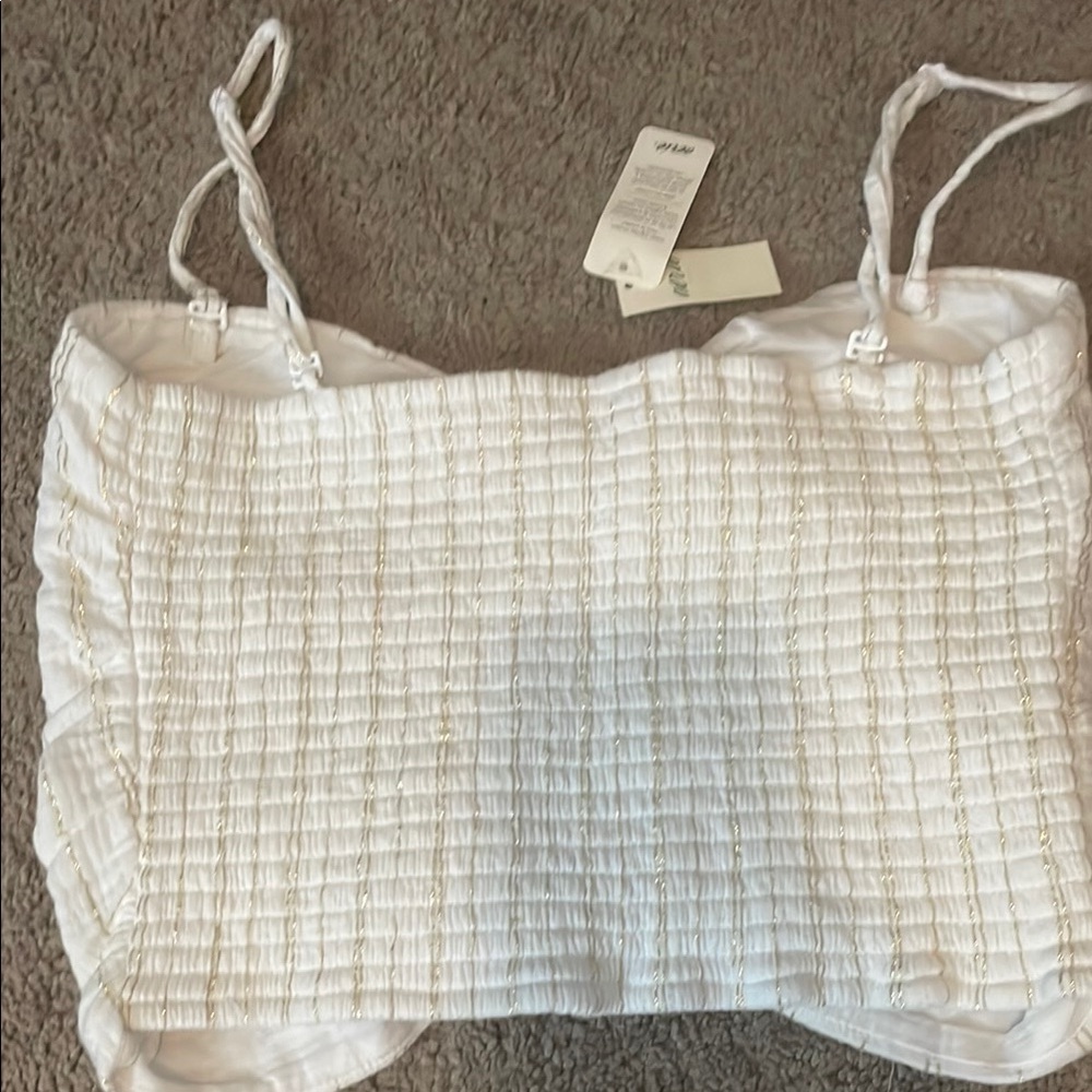 White Ruched Crop Top and Shorts Set Aerie - Picture 6 of 6